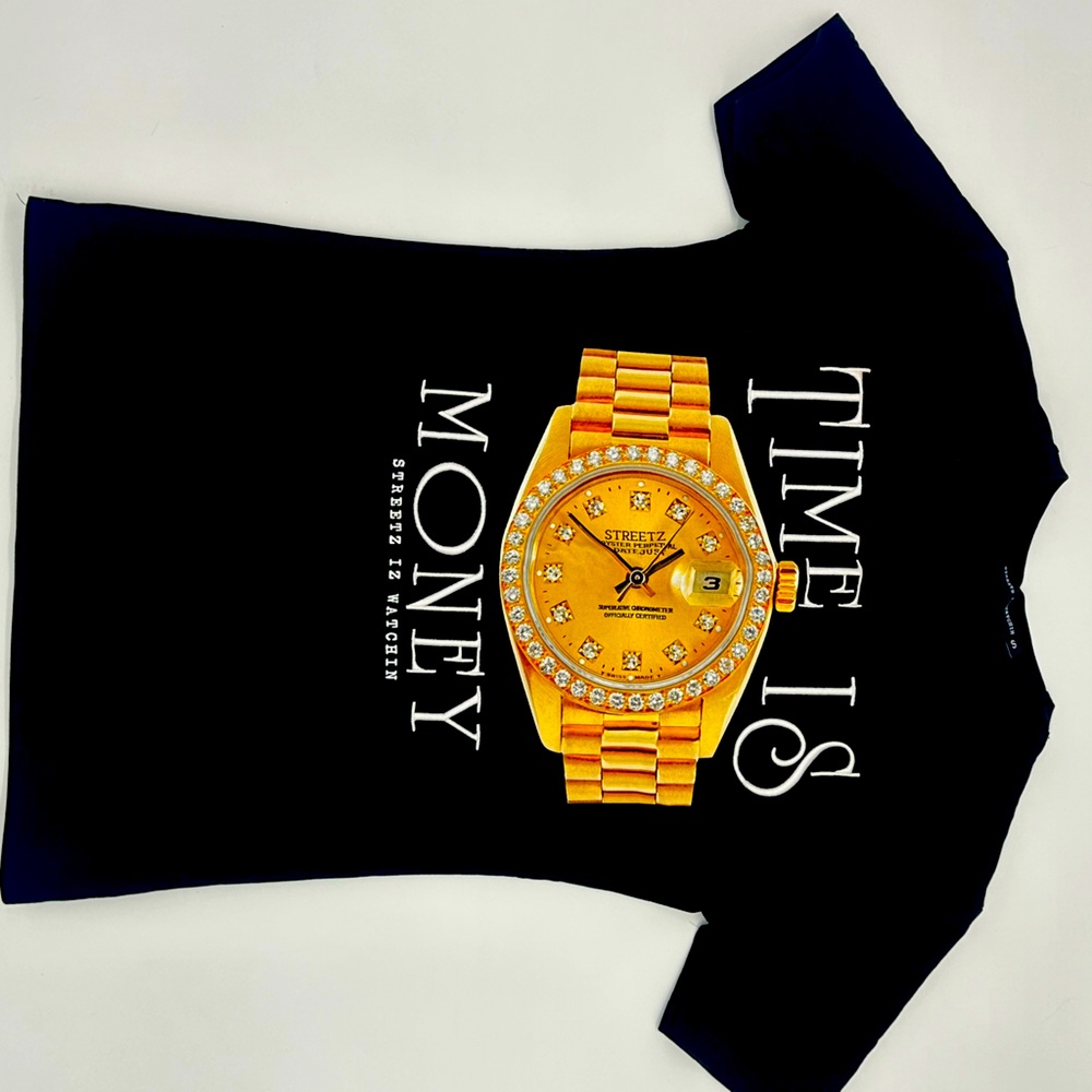 Black Kids Shirt with Gold Watch Design